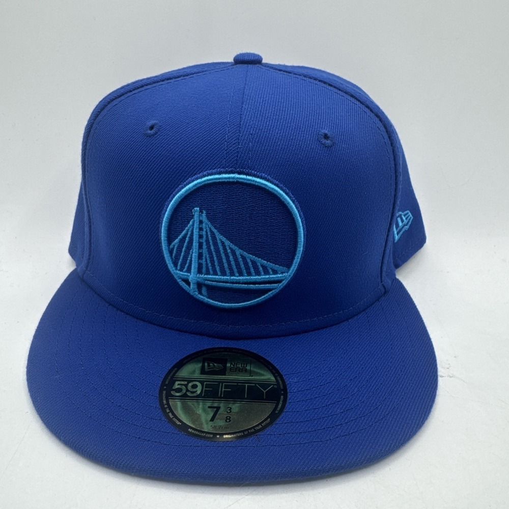 New Era 59Fifty Golden State Warriors Mono Camo Fitted Sz 7 3/8 NBA Blue Hat Cap
